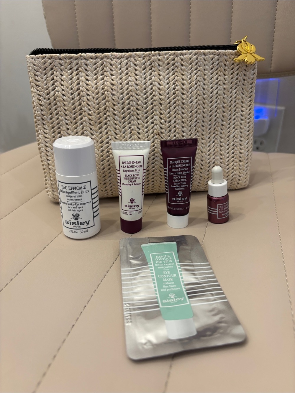Sisley Cosmetic Pouch & 5 pcs Travel Skincare Minis sample NEW